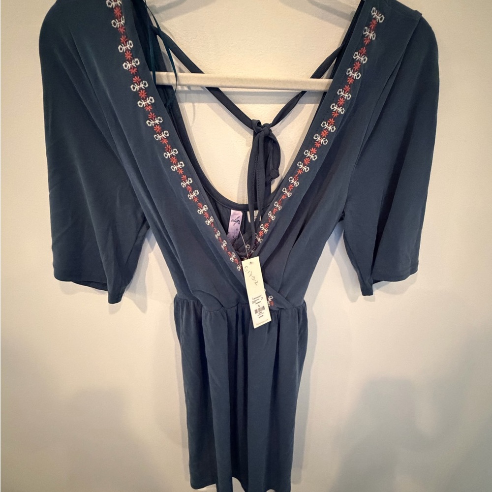 Alyx Blue Floral Embroidered Dress - Picture 5 of 7